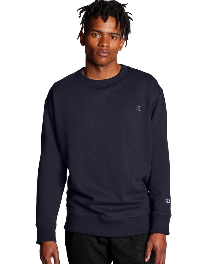 Sudadera Champion Hombre - Powerblend Fleece Crew C Logo ( Azul Marino ) 1275689-IY